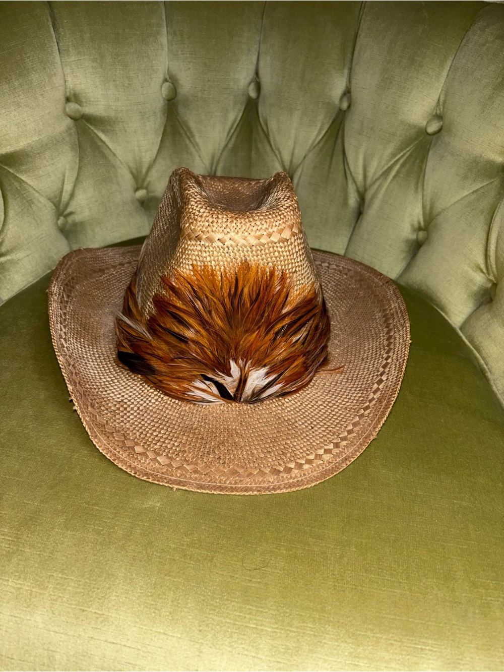 Vintage Levi's Hat Straw Cowboy 1970’s Original Authentic Feather Size 7-1/8 - Picture 5 of 11